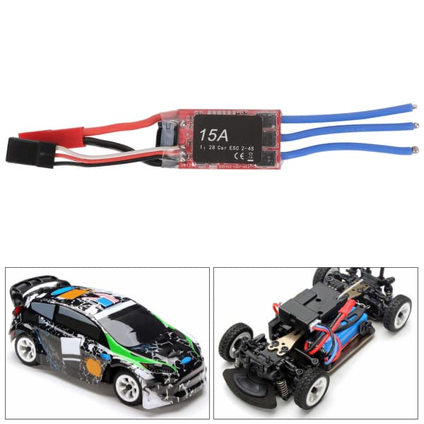 15A 2‑4S ESC Elektronisk Hastighedsregulator Tilbehør til 1/28 1/24 RC Bilmodel