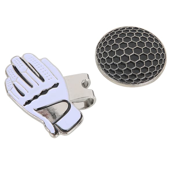 Mini handskeformet golfhatteclips i rustfrit stål med magnetisk boldmarkør sort hvid