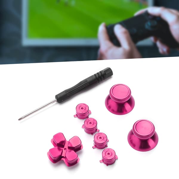 Metal knap-tommelfingergreb simulerer greb til PS4 Gamepad Controller Joystick udskiftning Rosarød