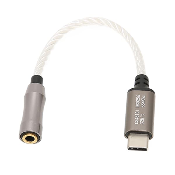 Type C til 3,5 mm hovedtelefonforstærker 15 cm/5,9 tommer 120 dB hovedtelefonforstærker til Android PC Sølv