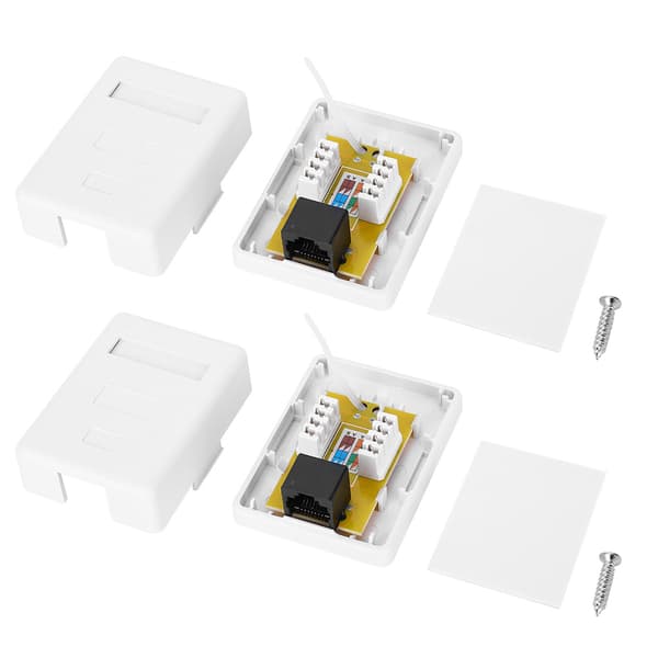 2st CAT6 RJ45 8P8C Enkel Ytmonterad Väggplatta Ethernet Keystone Box