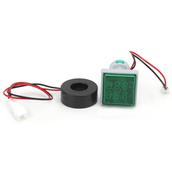2i1 Volt Amp Meter AD16-22FVA, AC Spændingsstrømstester, Grøn LED-indikator