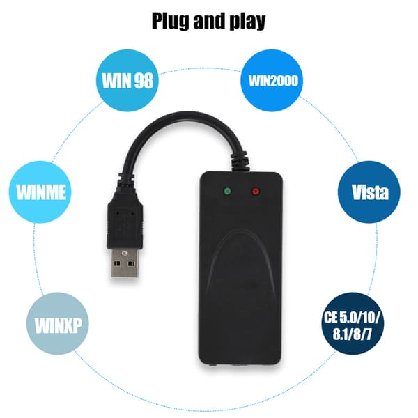 Faxmodem Dual Port USB2.0 56K Ekstern Modem Driver til Win 7/Win 8/Win 10/Win XP