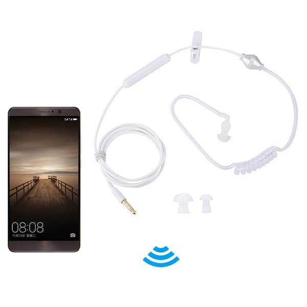 In-ear-headset med luftrörssäkerhetshörsnäcka med mikrofon för iOS för Android Vit