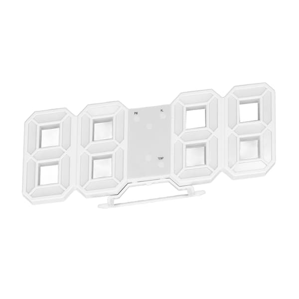 3D Digital LED Väggklocka Vit Ram Alarm Timer Temperaturdisplay för Vardagsrum Sovrum Heminredning