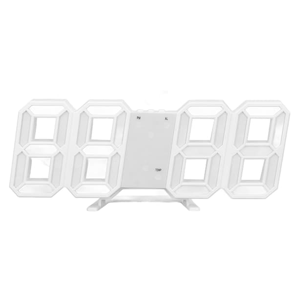 3D Digital LED Väggklocka Vit Ram Alarm Timer Temperaturdisplay för Vardagsrum Sovrum Heminredning