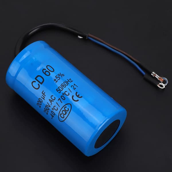 200uF 250V AC CD60 Startkondensator m/ ledninger, 50/60Hz Motorstart Luftkompressor