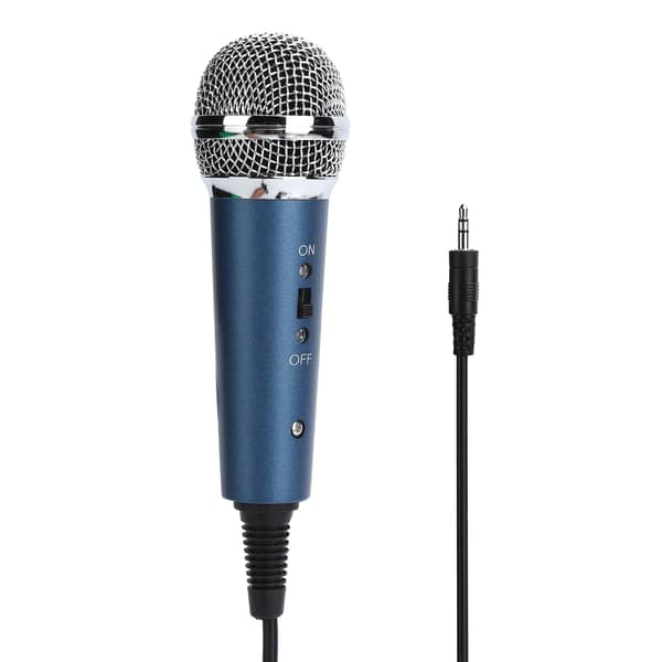 Kablet kondensatormikrofon 3,5 mm med U-formet 3,5 mm lydadapter til computerkaraoke (blå)