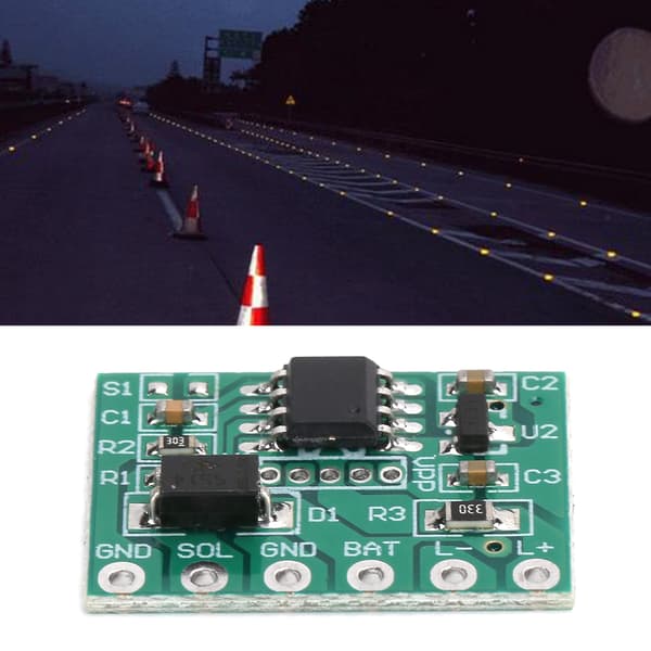 Solcelledrevet Vejstuds Lys Controller Timer Modul, Dobbeltsidet Aluminium, DC5V, Blinkende