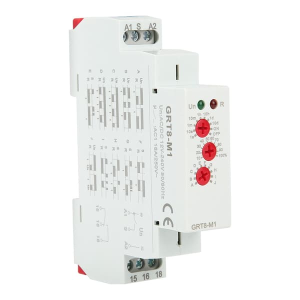 GRT8-M1 Multifunktions Timer Relæ, 10 Tilstande, DIN-skinne, AC/DC 12-240V