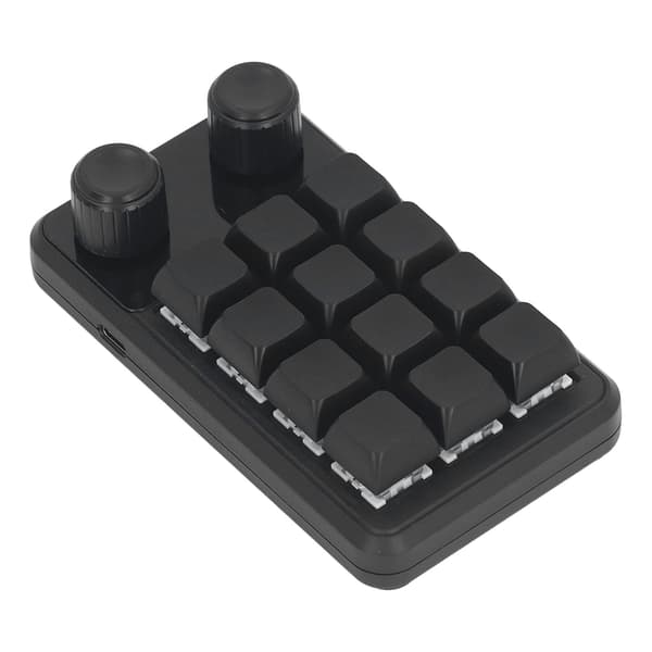 RGB Makro Gaming Tastatur 12-taster 2-knapper, Blå Switch, Sort, Programmerbar RGB til Industriel Brug
