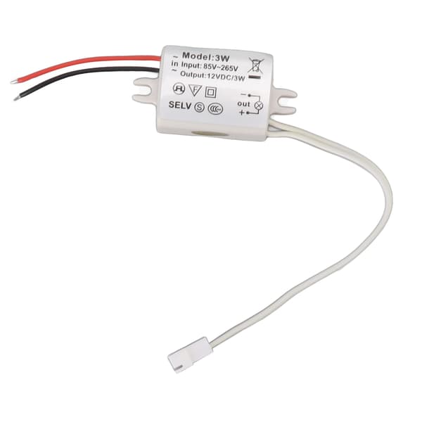 LED-drev strømadapter DC12V 3W kompakt overspændingsbeskyttelse til LED-strips, LED-pærer, industrilamper