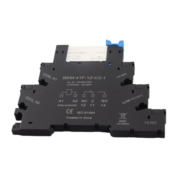 DC-styret AC ultratyndt solid state-relæ, DIN-skinne SPDT 6A 6-24V spole, kompakt modul