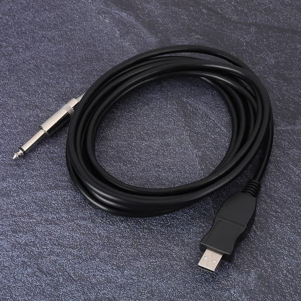Bärbar Gitarr USB-ljudkabel Dator Kabel Länk Anslutning Instrumentadapter Svart 300cm