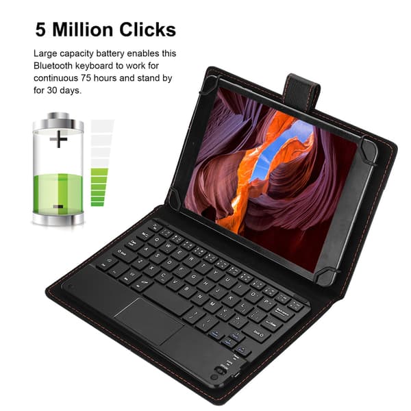 7/8 tommer 75-timers Bluetooth Touchpad-tastatur med beskyttelsesetui til Android/iOS/Windows