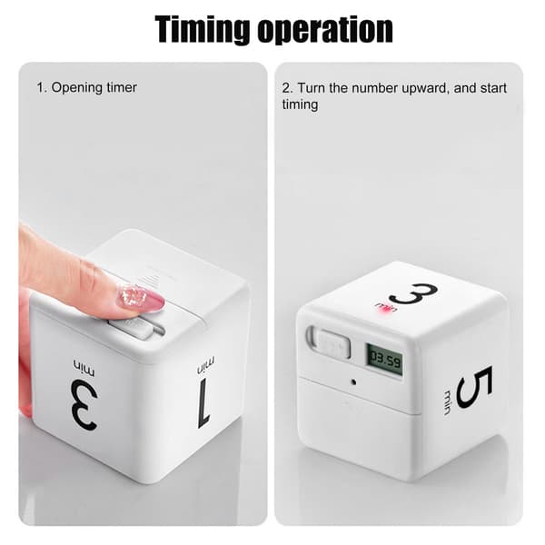 Tyngdekraftssensor Terning Timer Display Tidsstyring til Hjemmekøkken Skolekontor 1-3-5-10 Minutter