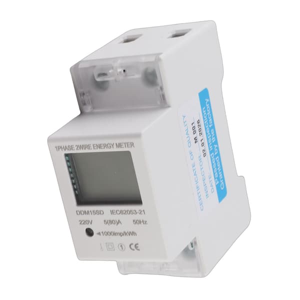 5-80A DDM15SD LCD Digital Display Enkeltfaset Elektronisk Energimåler, 230V