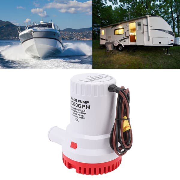 Länspump Tyst Båt Dränkbar DC Mikro Avlopp Marin Avlopp för Damm Pool 2000 GPH 24V