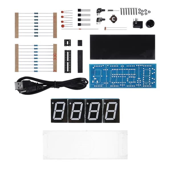 4-siffrig DIY Digital LED-klocka Kit Auto Display Tid/Temperatur Elektronisk DIY Kit Klocka - Blå