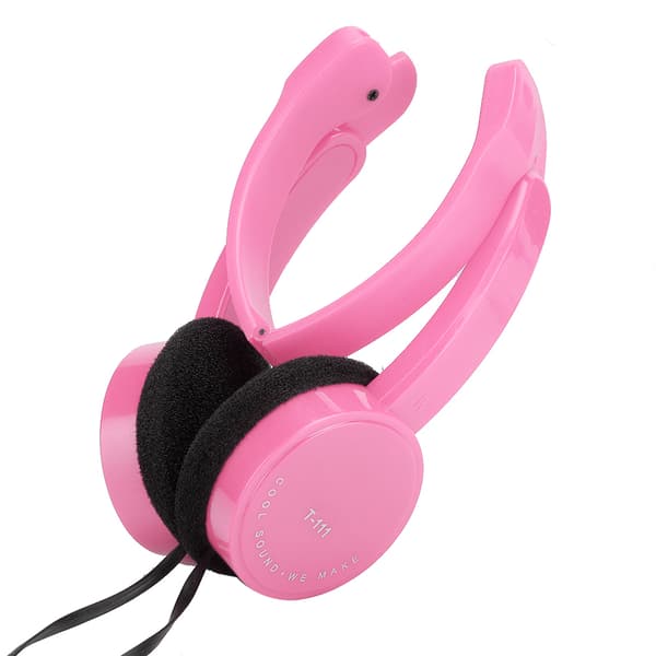 Sammenfoldeligt kablet stereoheadset Børnehovedtelefon med mikrofon til smartphone tablet-pink
