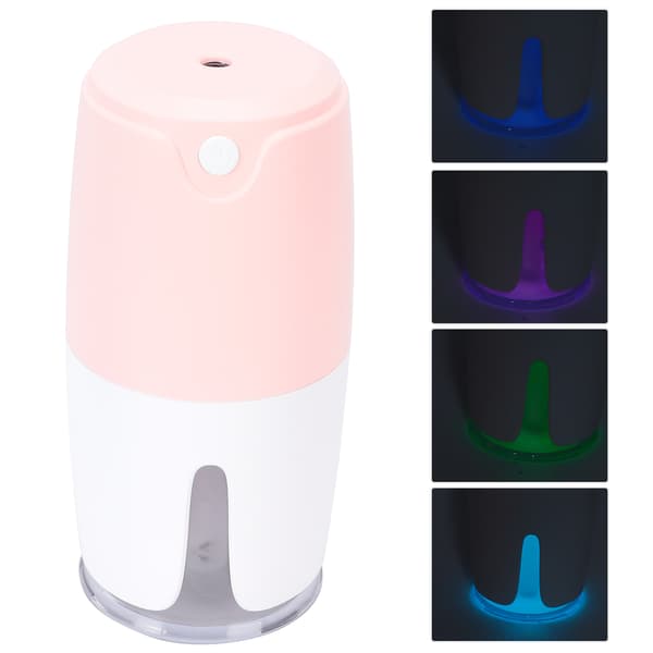 Luftfuktare USB Stor Kapacitet Tyst Liten Aromaterapi Atomizer för Bil Skrivbord Sovrum Kontor (Rosa Vit)