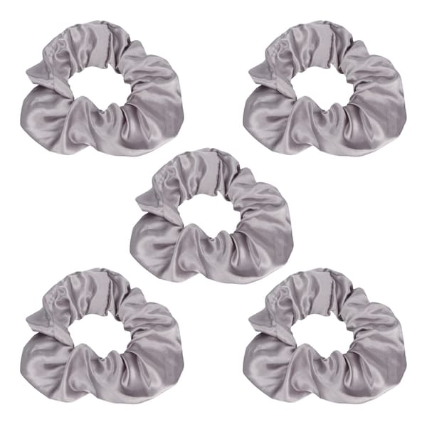 5 stk. lysende scrunchies, lysende grå satin elastisk glød i mørket hår scrunchy til kvinder