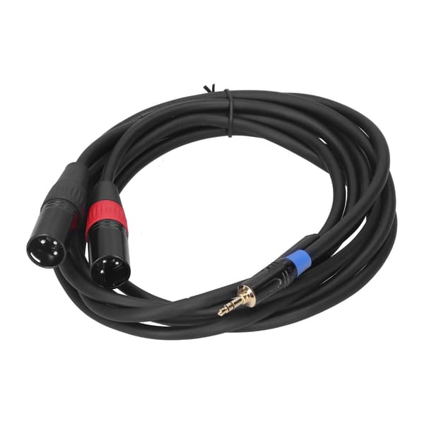 3,5 mm stereo han til dobbelt 2 XLR hanstik lydkonverter adapterkabel ledning 3M