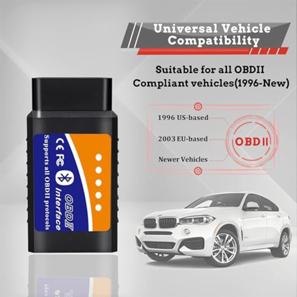 OBD2 Bluetooth-scanner Auto Diagnostic Tool til iOS Android Windows, Bilkodelæser OBDII-adapter med nulstillingsfunktion, Motorlyskontrol til Torq