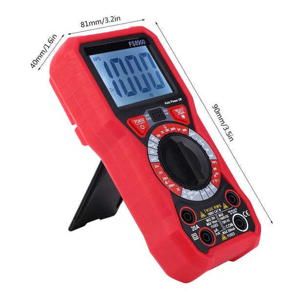FS8900 Digitalt Multimeter LED Baggrundsbelyst Håndholdt Volt Ohm Amp Tester AC DC Strømmåler