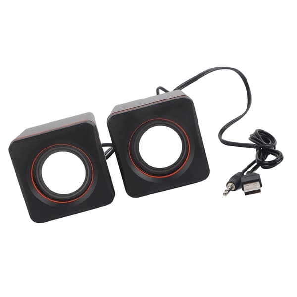 Mini Cube USB Stereo 3,5 mm Jack Kablet Højttaler til Stationær Bærbar PC Computer (Dobbelt spor)