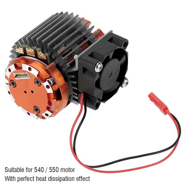 Køleplade med køleventilator til 1/10 skala elektrisk RC bil 540 / 550 motor (sort)