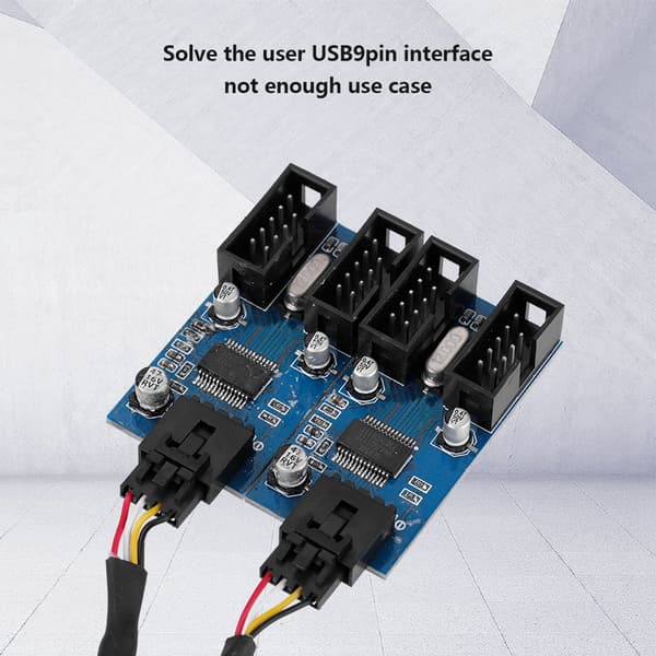 Bundkort 9-bens USB-header han til 4 hun forlænger splitterkabel USB 9-bens stik