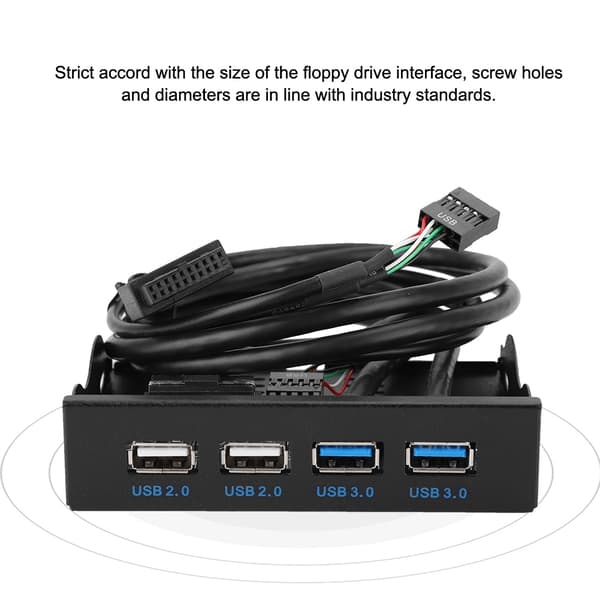 3,5-tommer 19-benet T9-benet højhastigheds USB3.0+USB2.0 4-ports diskettedrev frontpanel