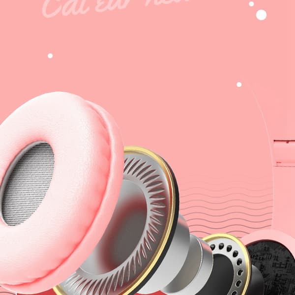 Trådløst headset sød katteform HiFi lydkvalitet lysende stereo Bluetooth hovedtelefoner til hjemmeskolekontor lyseblå