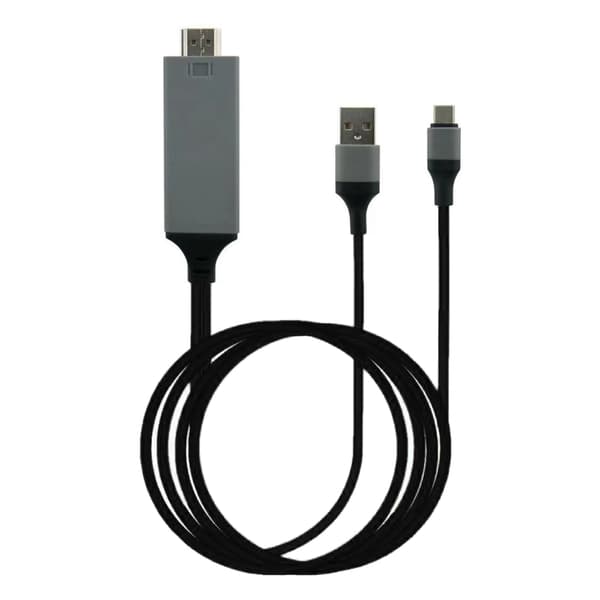 Adapterkabel Typ C till High Definition Multimedia Interface Kabeladapter PVC Koppar för Telefon Bärbar Dator Svart