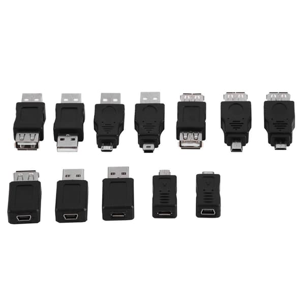 Pakke med 12 stk. Flere USB2.0-adaptere Micro/Mini Han-Hun-konvertere Stik