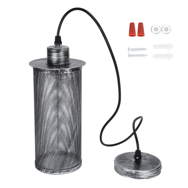 Retro Mesh Pendel Lampeskærm E27 Jernlampe til Bar Cafe Restaurant Sort