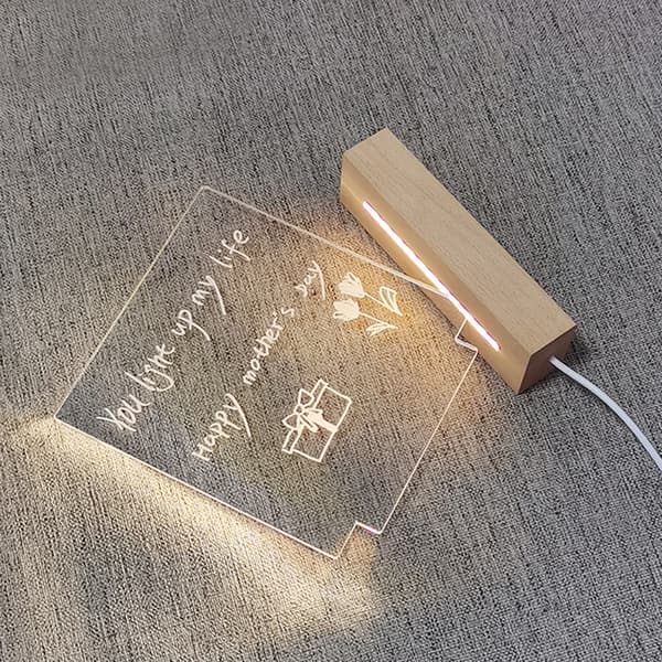Desktop Lysende Memo Note Board Plug In LED Lampe Base DIY Graffiti Akryl Besked Natlys