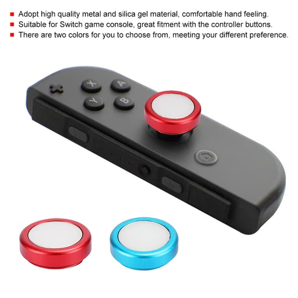 2PCS Silikongelknappskydd för Switch-spelkontrolljoystick (blå-röd)