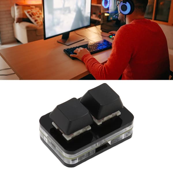 USB 2-tast Mini-tastatur Brugerdefineret RGB LED-baggrundsbelysning Makroprogrammeringstastatur til Windows til OS X til Linux Sort