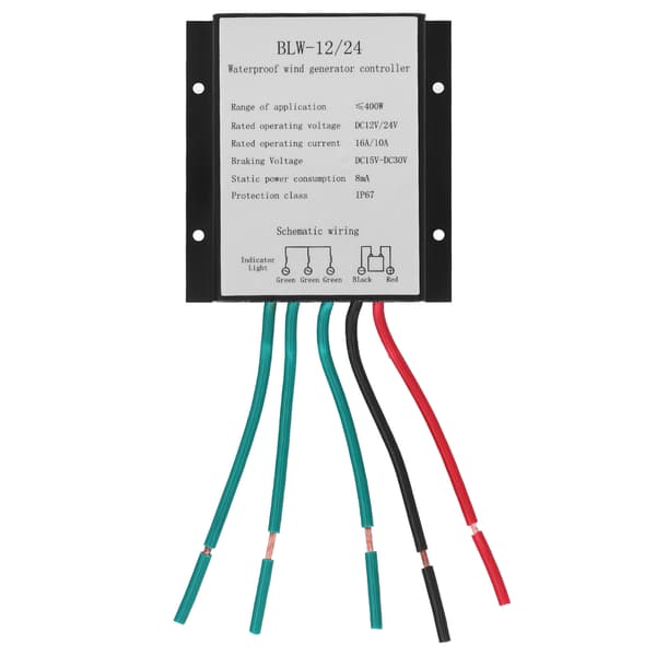 Vindmøllecontroller 400W BLW-12/24, Vandtæt IP67 Batterioplader Regulator til Off-Grid Hjem