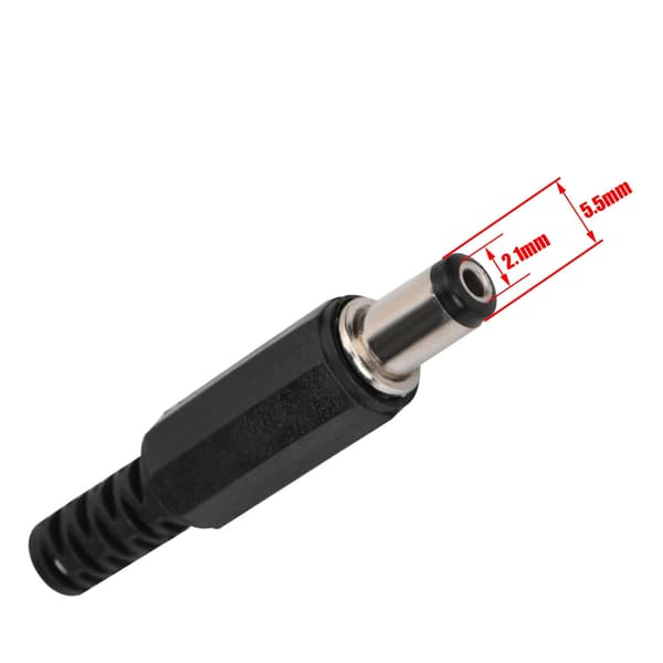5 stk. 2,1 mm x 5,5 mm han DC-strømstik Jack koaksialstikadapter