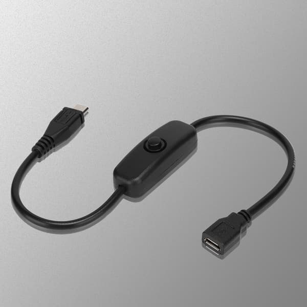Micro USB hun til han forlængerkabel med 501 knapkontakt til Raspberry Pi