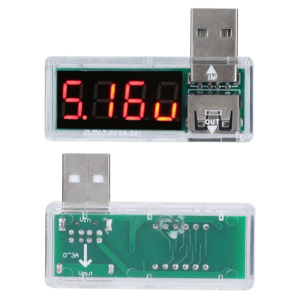 2 stk. USB spændingsstrømstester, bærbar voltmeter-amperemeter til telefonoplader, hvid
