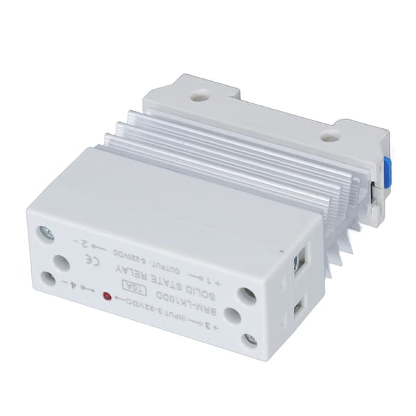Solid State Relæ, DC-styring 3-32V, Skift 5-220V, 10A, DIN-skinne Montering, Enfaset SSR, med Køleplade