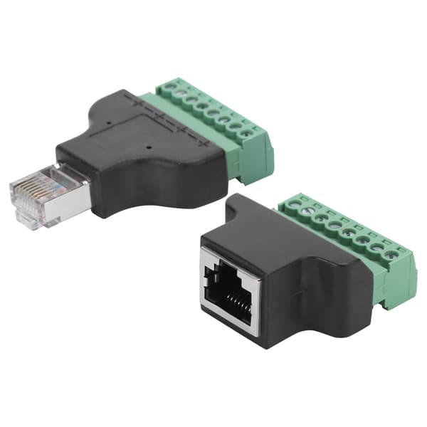 2 stk. RJ45 hun til han skrueterminal 8-benet CCTV Digital DVR Adapterstik