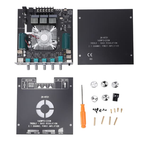 2.1-kanals Bluetooth-forstærkermodul 160Wx2 + 220W Sub, Bas- og Diskantknapper, Audio Receiver Board