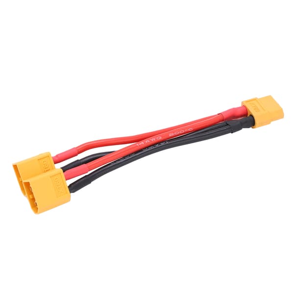 XT60 Parallel Batteristikforbindelseskabel Dobbelt Forlænger Y-splitter 1 Hun til 2 Han Silikoneledning til RC-batterier