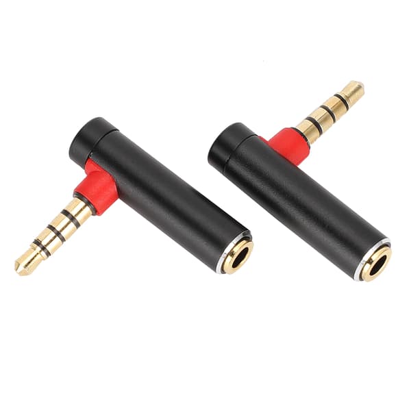 2 STK 3,5 mm han til hun lydadapter retvinklet stereo hovedtelefonkabelstik sort