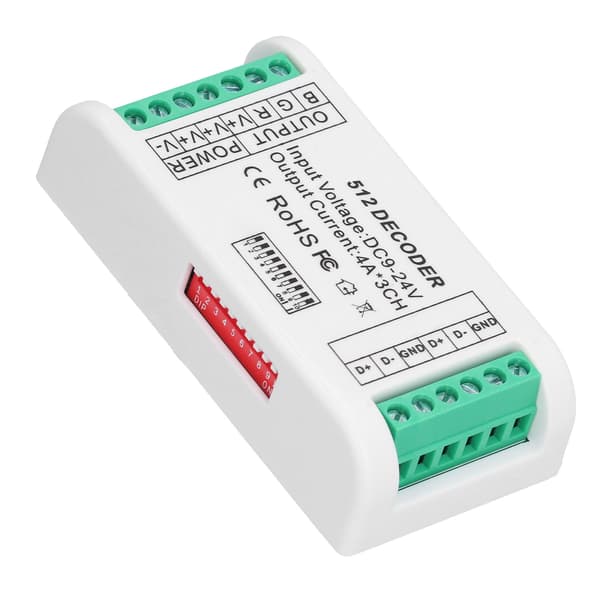 3 kanaler LED-dekoder Strip Controller RGB Controller DMX512 Konstant Spændingskontrol 9-24V